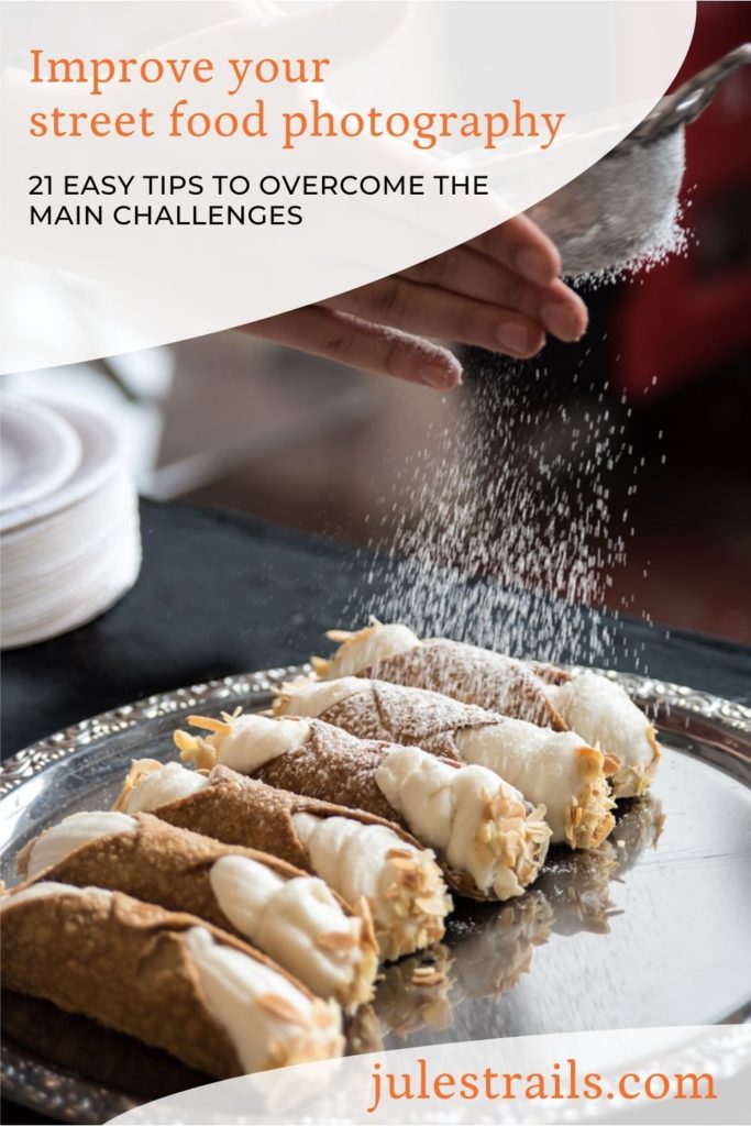 tips for street food photography - pinterest image of cannoli